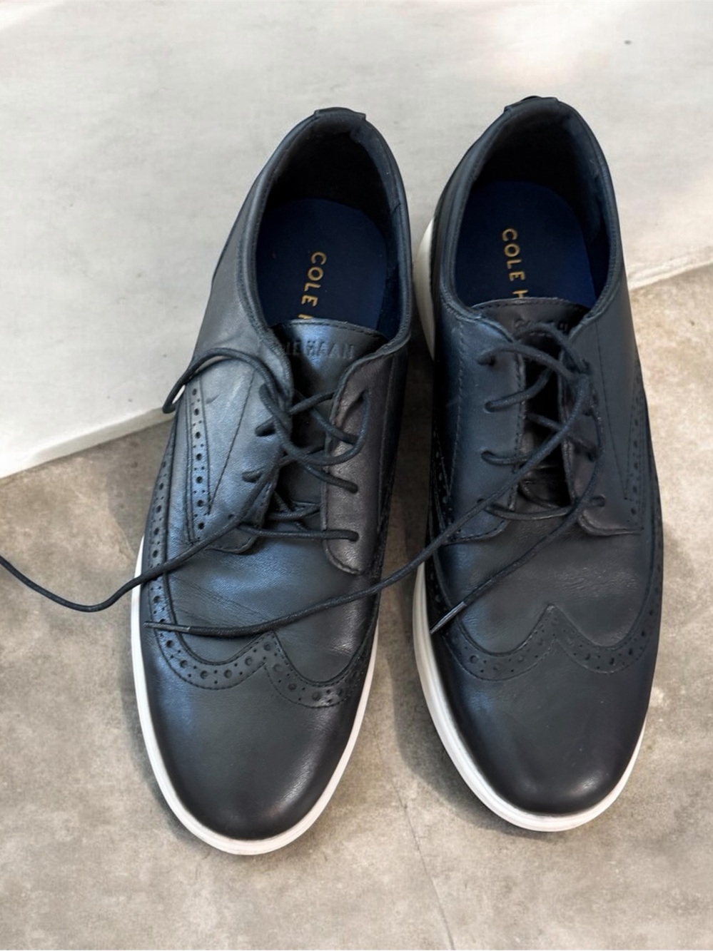 Cole Haan Black Leather Wingtip Derby Sneakers